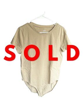 GAP Women’s Compact Jersey Tan T-Shirt Bodysuit, Size XL, Good Condition